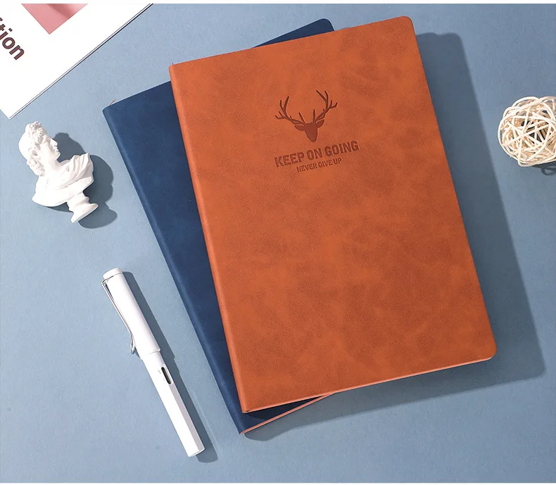 Wholesale A6 A5 B5 Embossed LOGO Sheep Skin PU Leather Softcover Office School Notebook Direct Selling