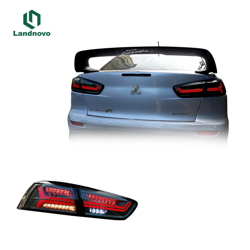 Landnovo hot selling body parts modified car reversing parking car rear light for 09 mitsubishi lancer tail light full led