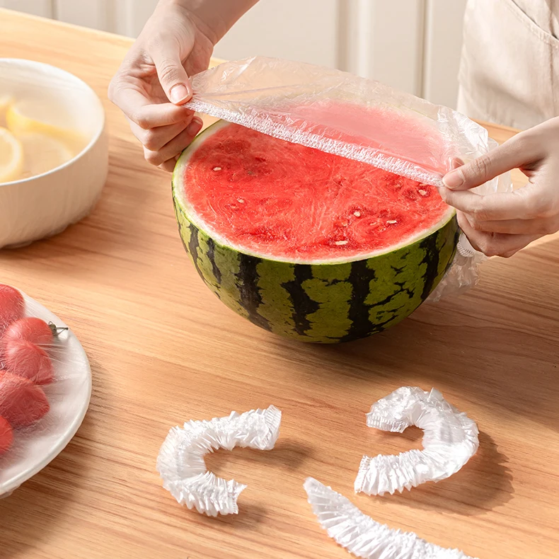 Custom Collapsible Disposable Clear Plate Bowl Cover Transparent Pe Plastic Food Fresh Bowl Food Cover With Elastic For Food