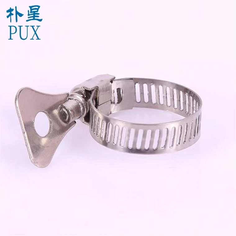 304 201 316 stainless steel American type hose clamp with plastic/metal butterfly key for pipe fitting gardening  19/22/25/32mm