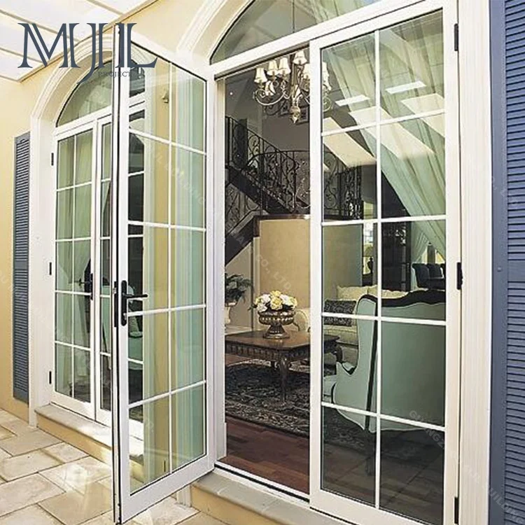 Professional Powder Coated Tempered Glass Aluminum Double Swing Tempered Glass Door