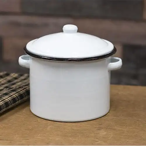 Food grade large size custom color logo pattern cast iron enamel storage bread potato pot with lid