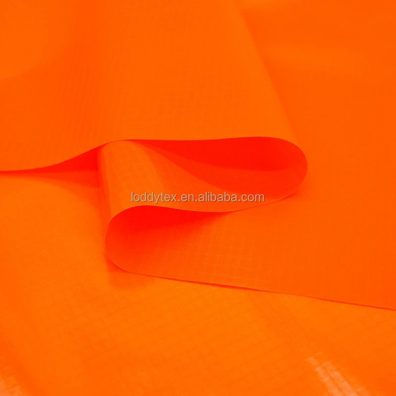 Orange 40D Nylon Ripstop Breathable tricot Fabric with milky TPU film bonded Fabric for Outdoor Inflatable Floating Airbag