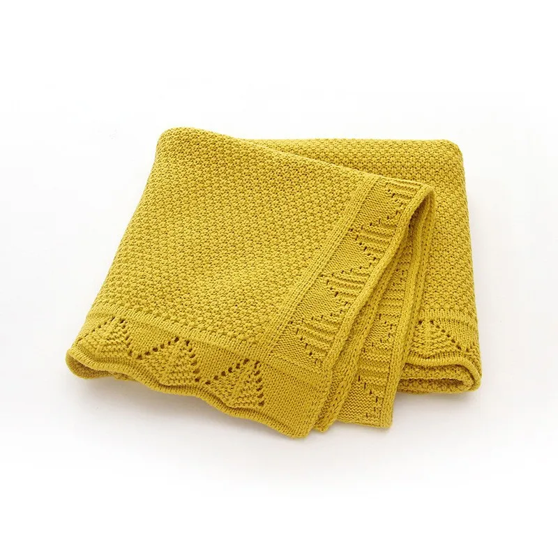 High Quality 100%Cotton 80x100cm Knitted Blanket Customized Embroidered Name Soft Breathable Receiving Blanket