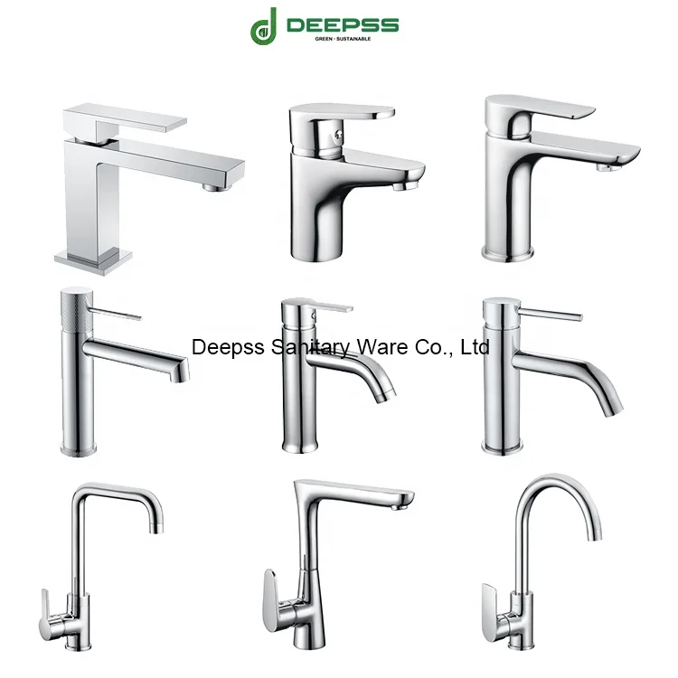 DEEPSS china manufacture modern sanitary ware single hot cold water tap black washbasin faucet brass basin mixers for bathroom