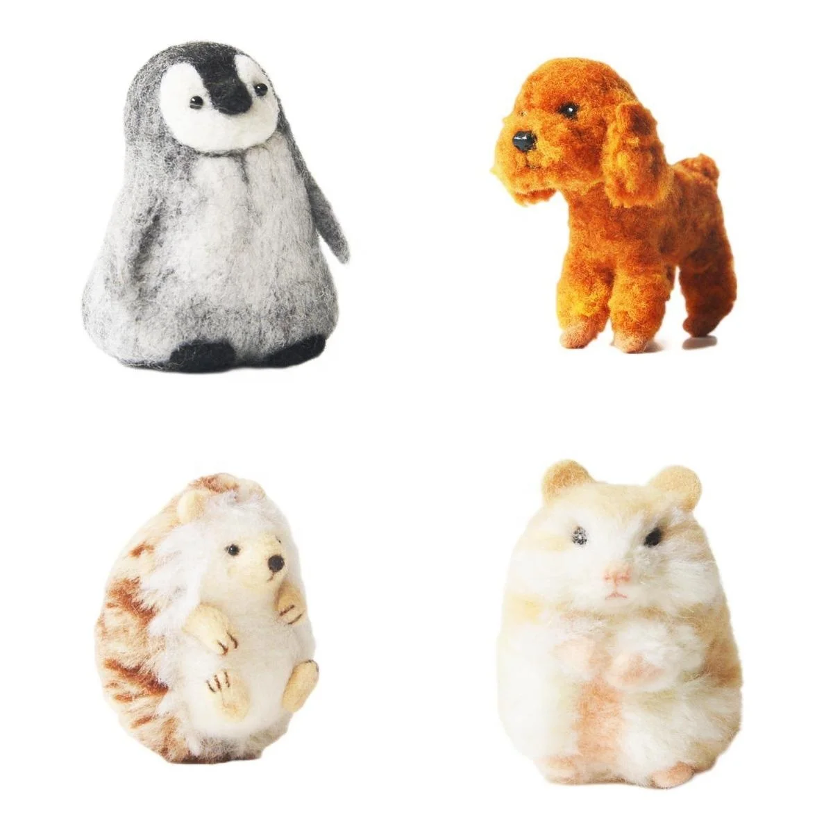 2024 Wholesale Needle Felting Starters Kit DIY Needlework Wool Felt 3D Animals Dogs Cats Hamster Penguin Wool Roving