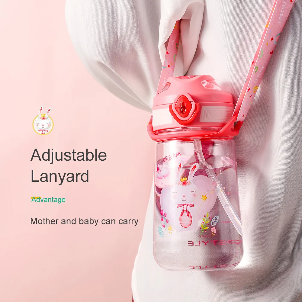 Free Sample 14 Oz Portable sports bottle Children Drinking Cup Plain Tritan Baby Kids Water Bottle With Straw for School Home