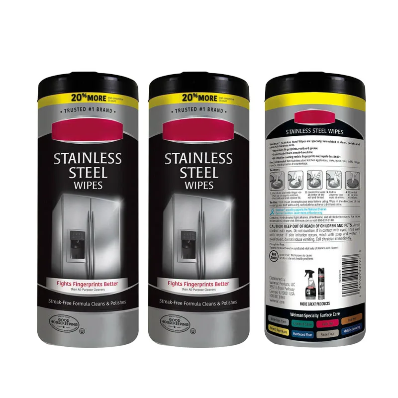 Household Stainless Steel Surface Cleaning Wipes Canister Kitchen Cleaning Wipes