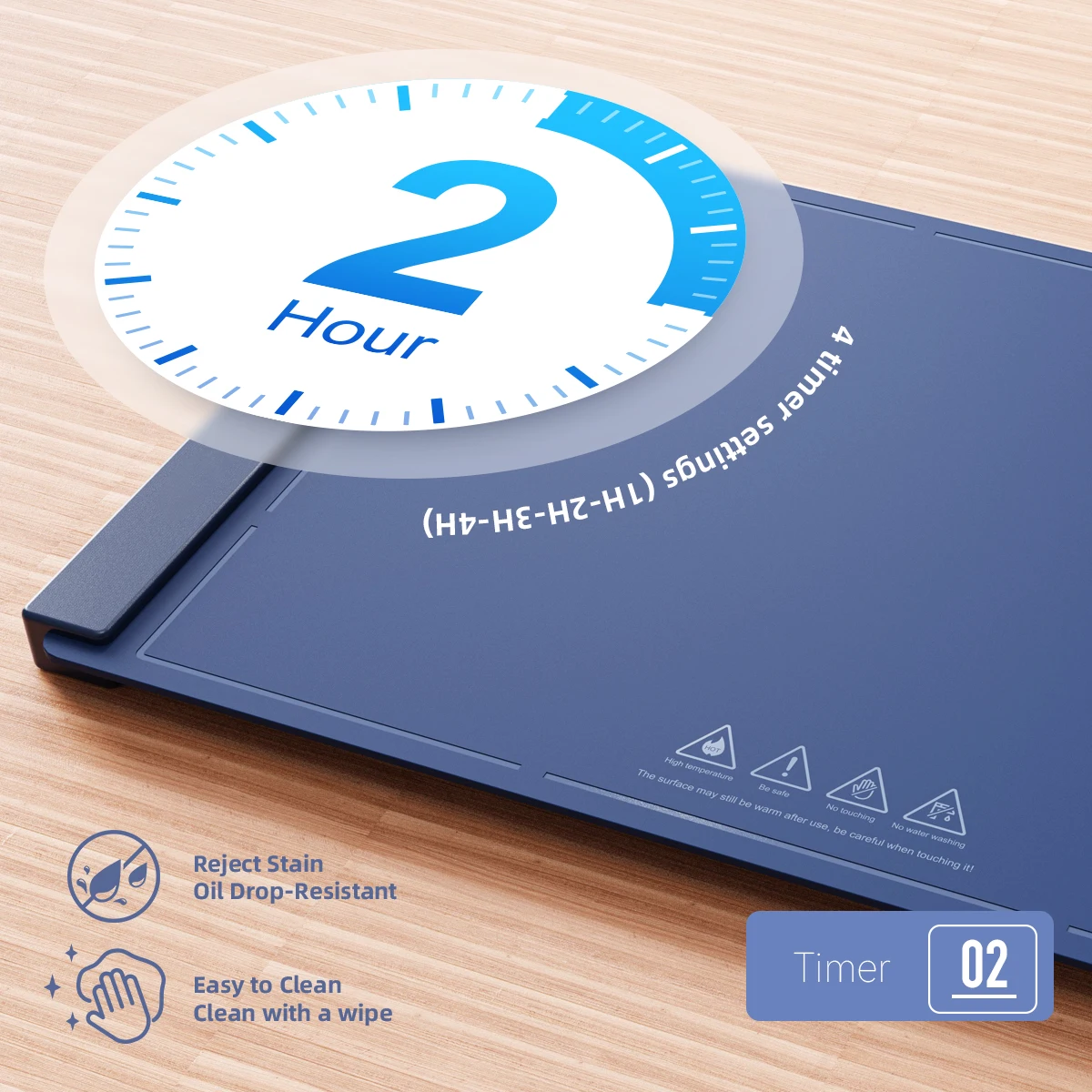 Lemoworld Roll-Up Foldable High Capacity Digital Display Screen Timer Function and Safety Lock Silicone Food Warming Mat