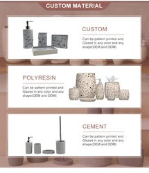 Terrazzo 6 piece set resin bathroom accessories set designers bathroom set