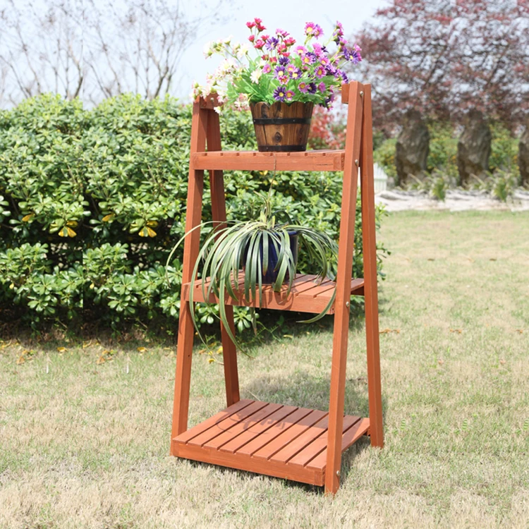 Outdoor Garden Storage Rack Holder Display Shelves Plant Stand Planter Pots Rack Wooden Flower Shelf