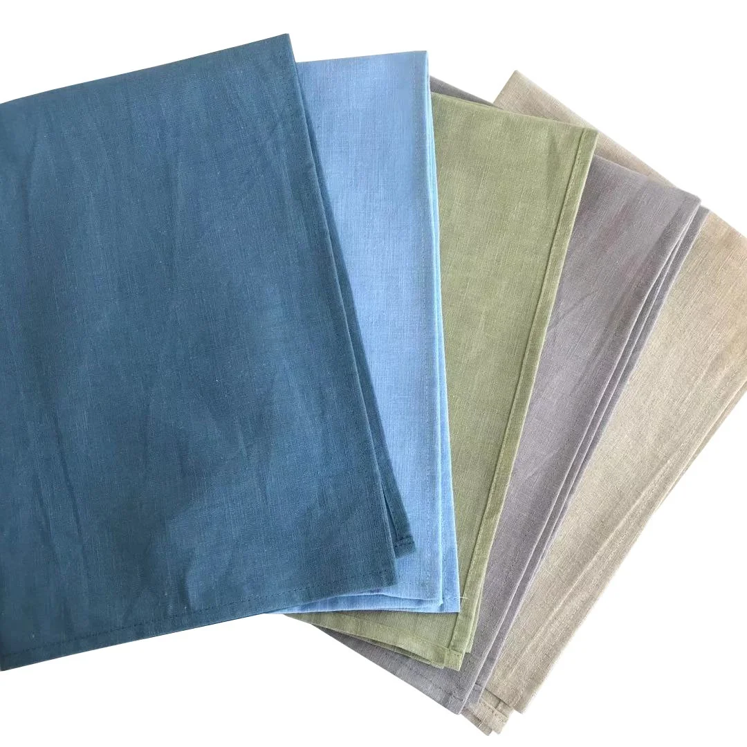 DUOLAI  Wholesale Custom Solid Pure French Linen Hemp Insulated Placemats Tea Towel Cloth Napkins Dish Towels For Kitchen
