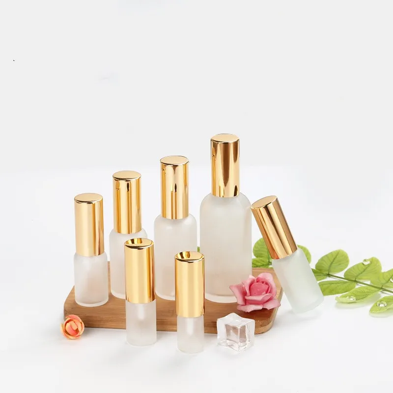 Cosmetic Packaging 5ml 10ml 15ml 30ml 50ml 100ml Empty Frosted Perfume Fine Mist Glass Spray Bottle With Gold Sprayer