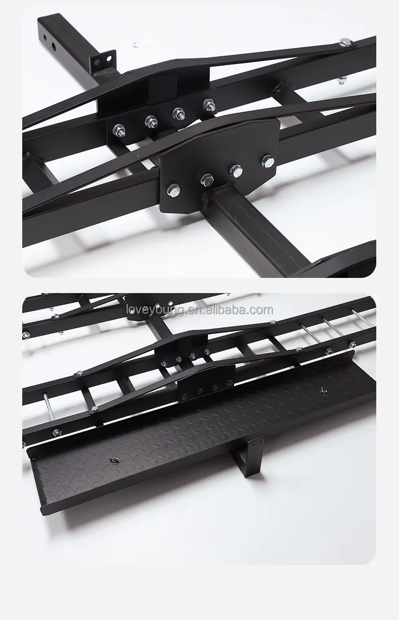 Dual hitch mount motorcycle carrier scooter rack holder steel black luggage rack for cars, truck, motorbike carrier hitch mount