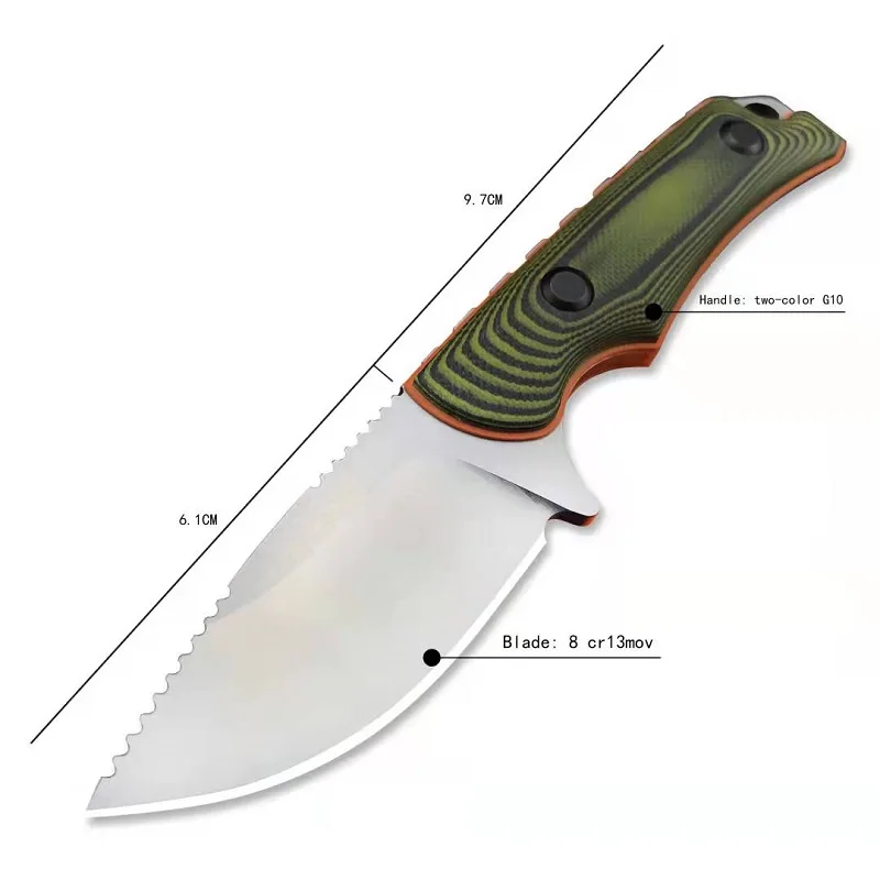 Dual color G10 handle outdoor camping with survival knife self-defense EDC hunting knife