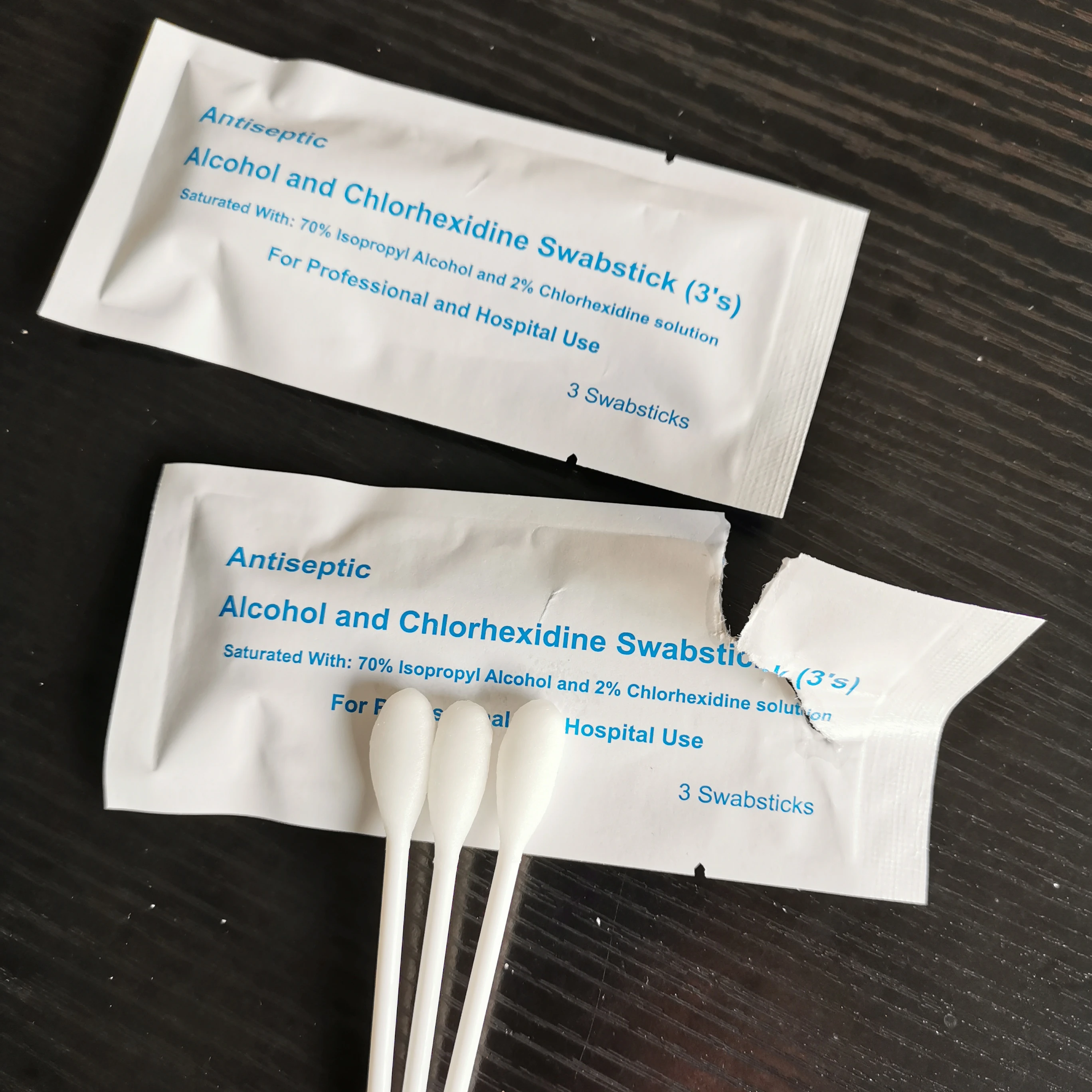Chlorhexidine swabstick   Alcohol swabstick  70% isopropyl alcohol +2%chlorhexidine swabsticks