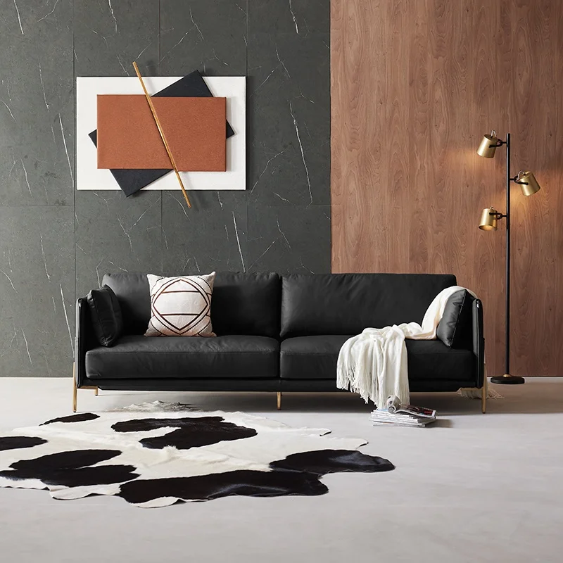 Premium fashion simple comfortable lather most upolstered smart cane office sofa set furniture