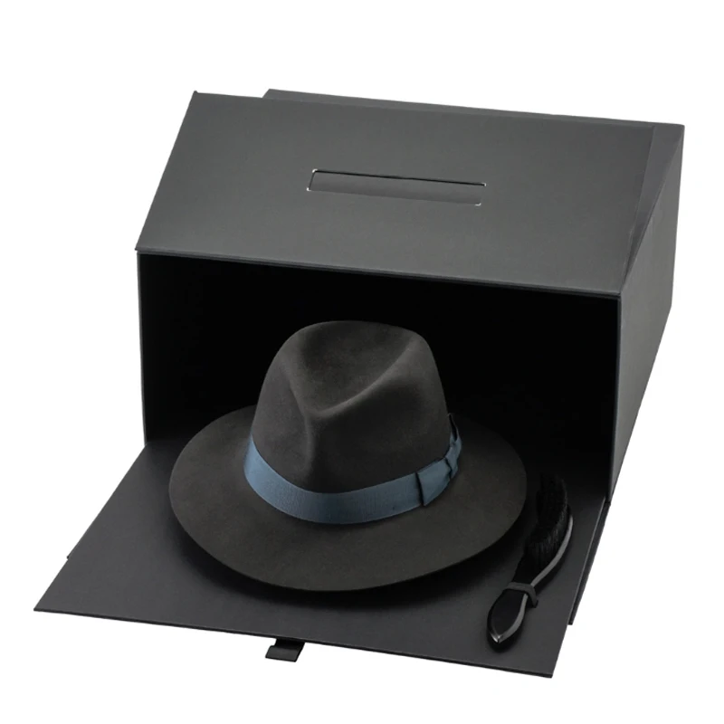 Роскошные квадратные шляпы федоры с принтом логотипа под заказ, упаковка для шляп