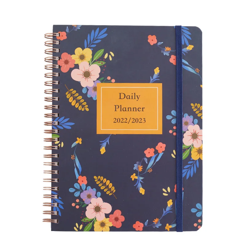 2022 2023 Hardcover A5 Daily Agenda Spiral Custom Printing Life Diary Journal Weekly Planner Notebook With Elastic Closure