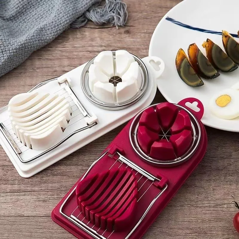Household stainless steel egg cutter 2-in -1 preserved egg cutting egg slicer splitter