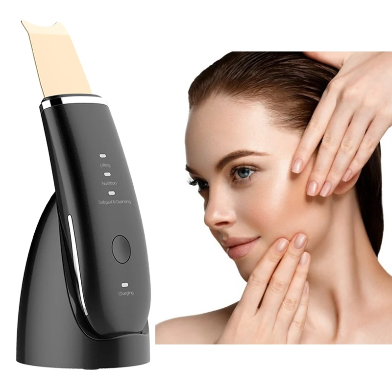 Factory ready to ship deep pore cleaner stainless steel  24K gold waterproof wireless charger Ultrasonic Skin Scrubber