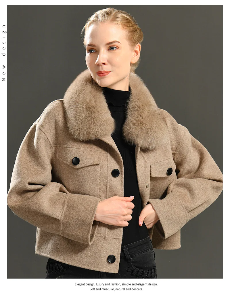 Custom Double-face Outdoor Jackets Reversible Real Fur Collar Vintage Fashion Luxury Elegant Outwear Jacket For Women Winter