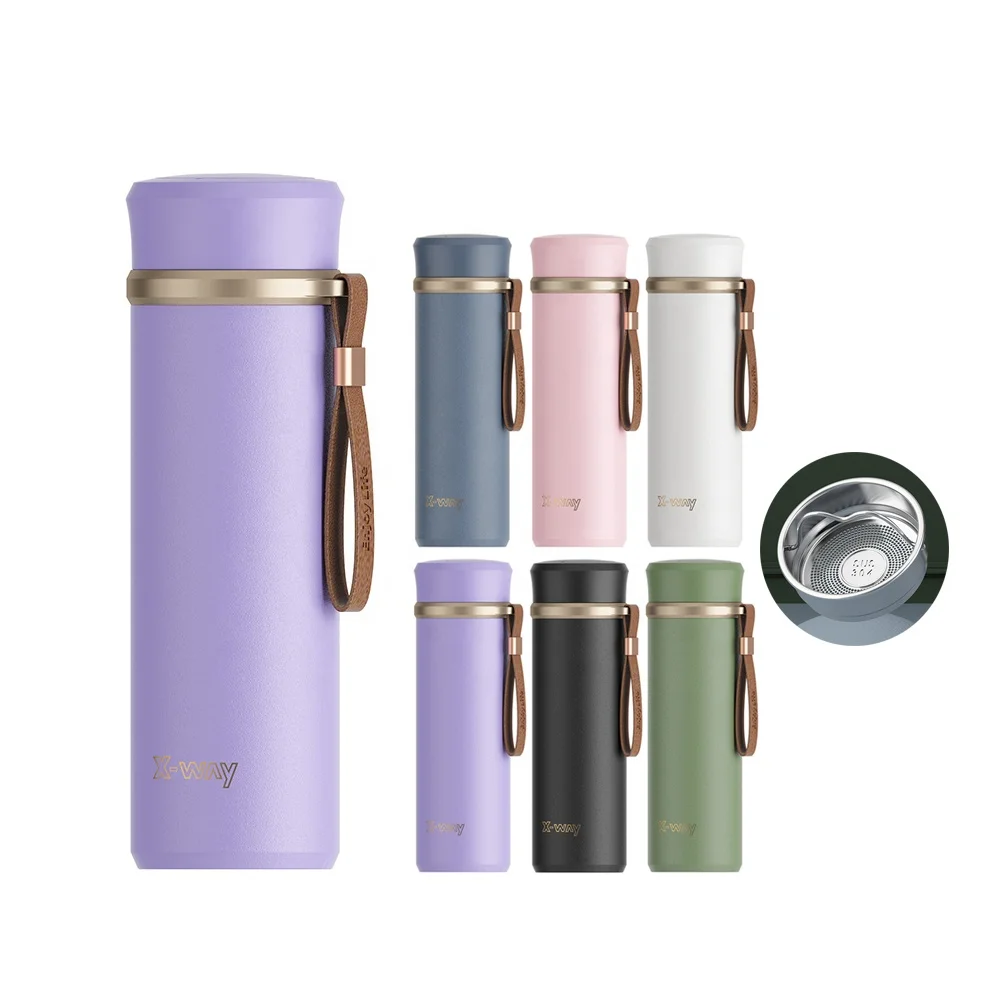 Custom Modern Luxury 16oz Stainless Steel Insulated Tea Water Bottle Infuser Business Double Wall Vacuum Flask for Outdoor Tours