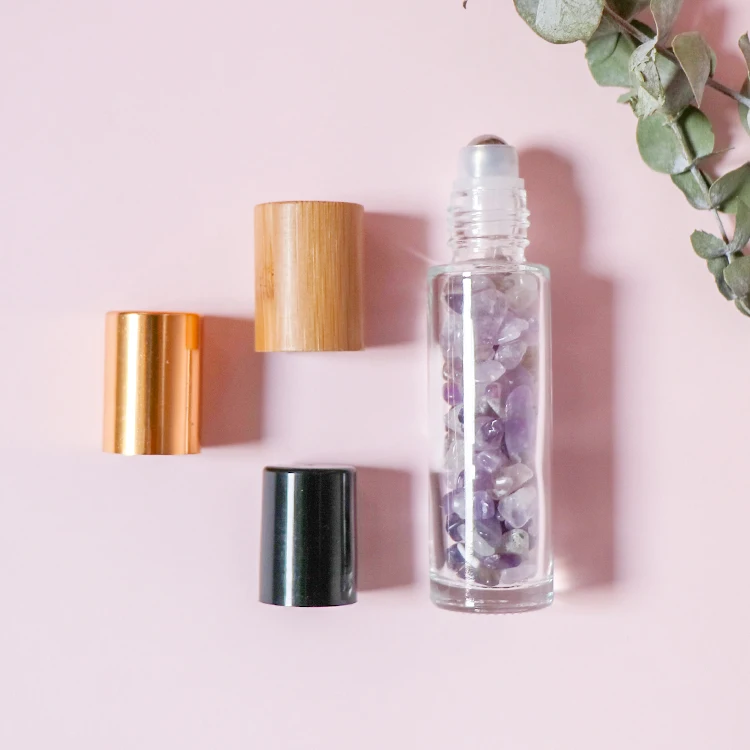 10 ml All Natural Gemstone Top Sale Chips Hot Selling Crystal Glass Roller Bottle