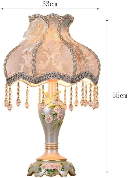 European Princess Warm Table Lamp Mid-Century Desk Lamps Reading Fabric Lamp Shade for Living Room  Bedroom
