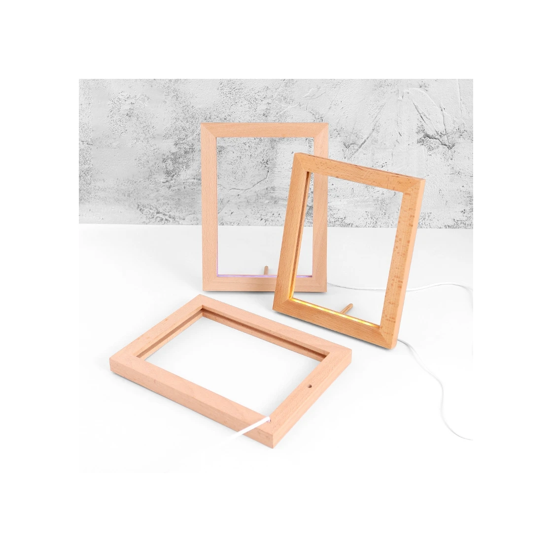 Solid Wood Luminous Photo Frame Creative Photo Frame Night Light DIY Desktop Photo Frame Decoration