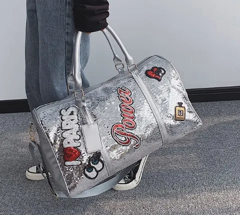 Custom Lightweight Travel Bag Fashion Sequin Duffel Bag Glitter Gym Bag