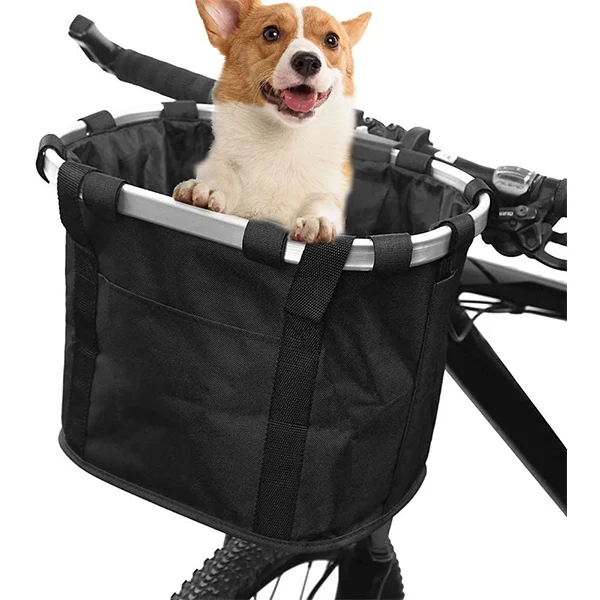 2023 Customization Bike Basket Quick Release Bicycle Basket Folding Small Pet Cat Dog Carrier