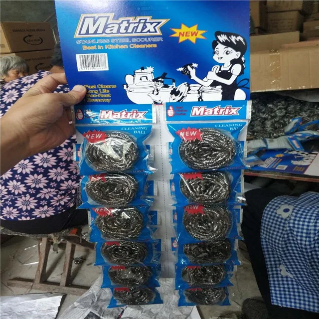 wholesale manufacturer metal wire sponge galvanized wire scrubber ball ss410 stainless steel scourer sponge pads