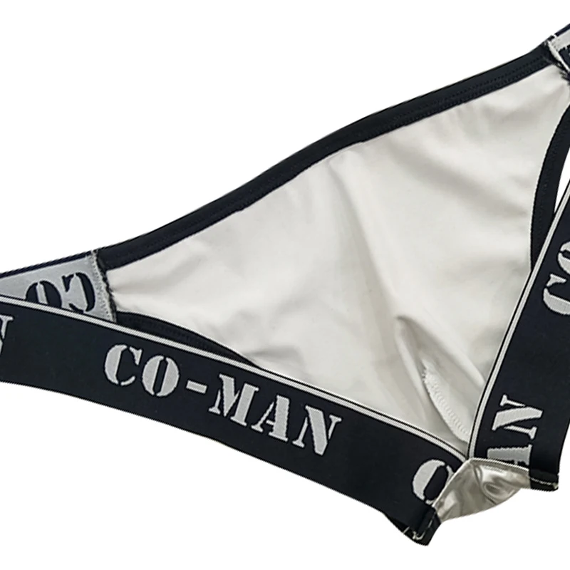 Custom Dacron Solid Color Sexy Mens Underwear Stripe Sexy Briefs Silvery Men Jockstraps for Man