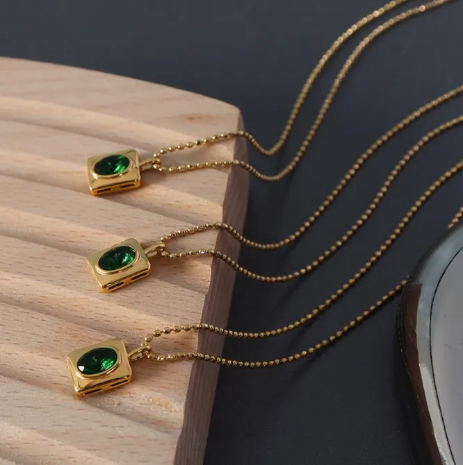 AZL New luxury oval White stone necklace titanium steel plated 18 gold choker jewelry