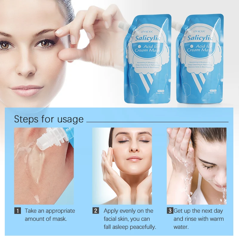 Beauty Skin Care  Organic Natural Gentle Moisturizer Whitening Facial Salicylic Acid Ice Cream Mask