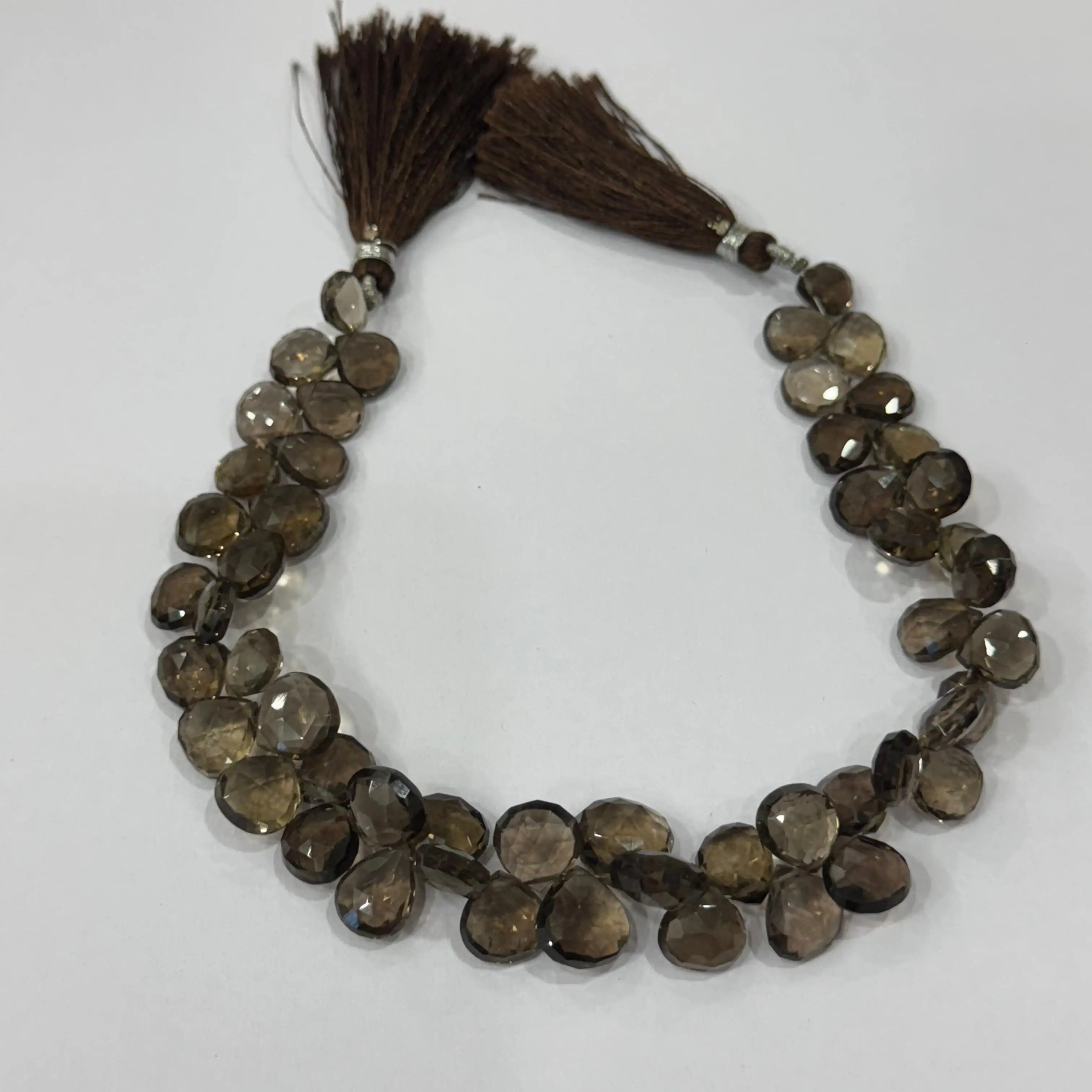 Perfectly Cut Natural Smoky Quartz Gemstones Loose Necklace Fancy Briolette Faceted Beads for Men/Women or Jewellery