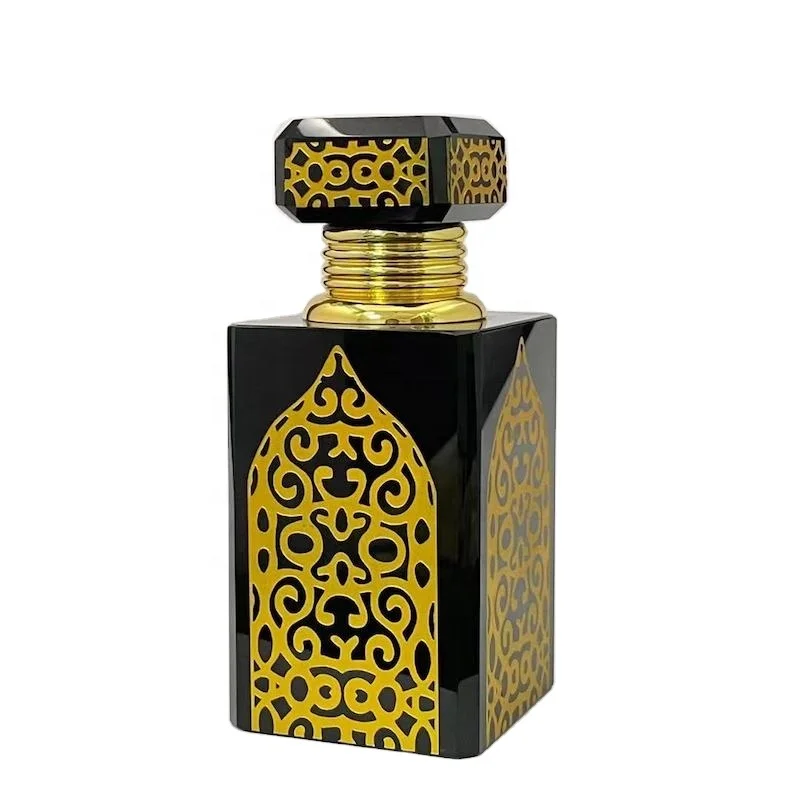 BM dubai black crystal perfume glass oil oud bottles attar bottles 6ml empty with glass stick