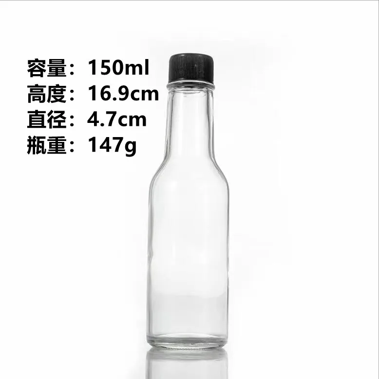 Hot Sauce Woozy Bottles Empty 5 Oz Complete Sets of Premium Commercial Grade Clear Glass Dasher Bottle with Shrink Capsule