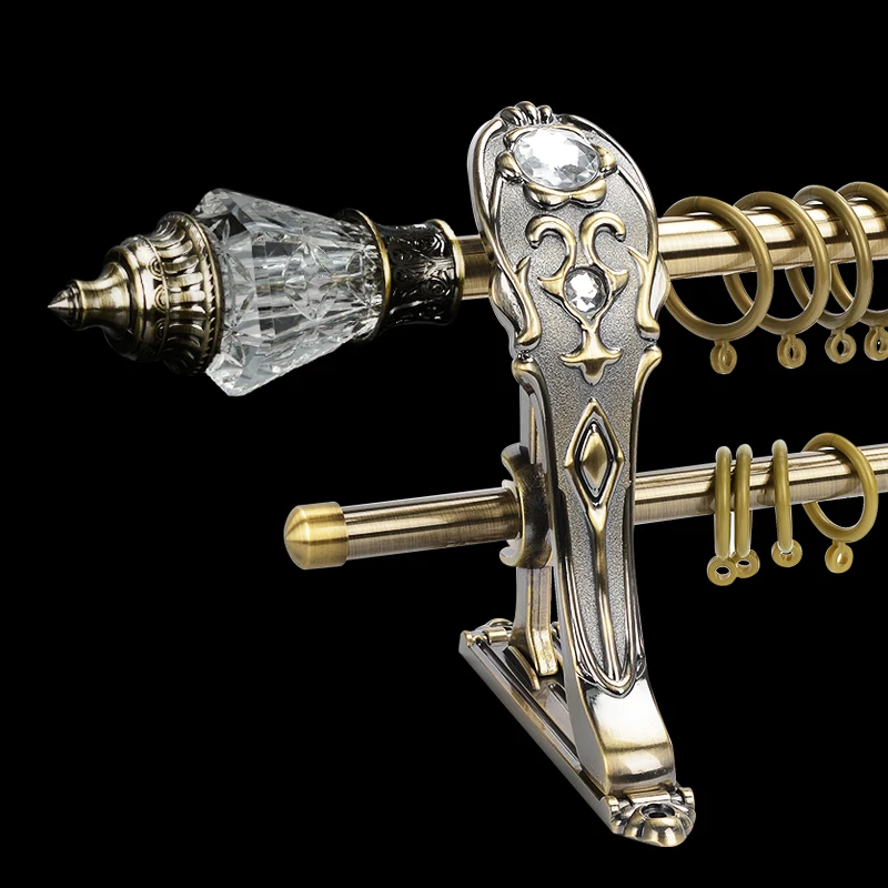 D0058 оптовая продажа роскошные Заводские карнизы и рельсы аксессуары регулируемый кристалл наконечник набор двойных карнизов