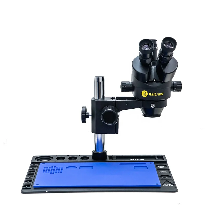Тринокулярный микроскоп Kailiwei 3,5x-180x48 Мп с металлической платформой и камерой для ремонта мобильной платы