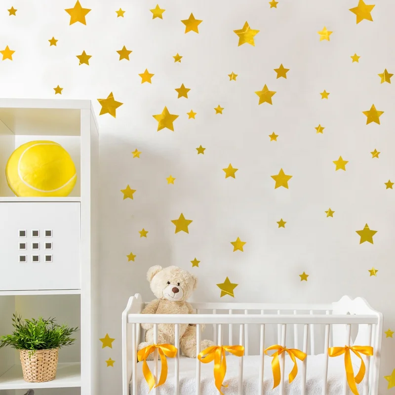 HM51005 Metallic Gold Shining Decorative Wall Decal Kids DIY Gold Star Stickers