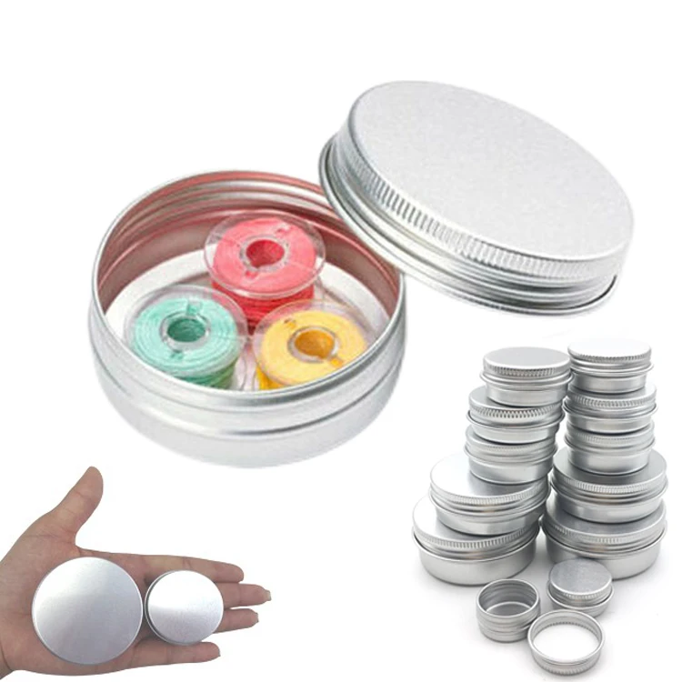 Wholesale Manufacture 60ml 80ml Aluminum Jar In Stock Silver Round Metal Aluminum Tin Containers Screw Top Lipstick Cosmetic Tin