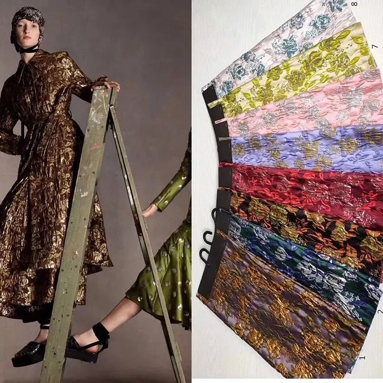Fast delivery woven yarn dyed 150GSM dress fabric floral print brocade jacquard fabric luxury clothes jacquard fabric