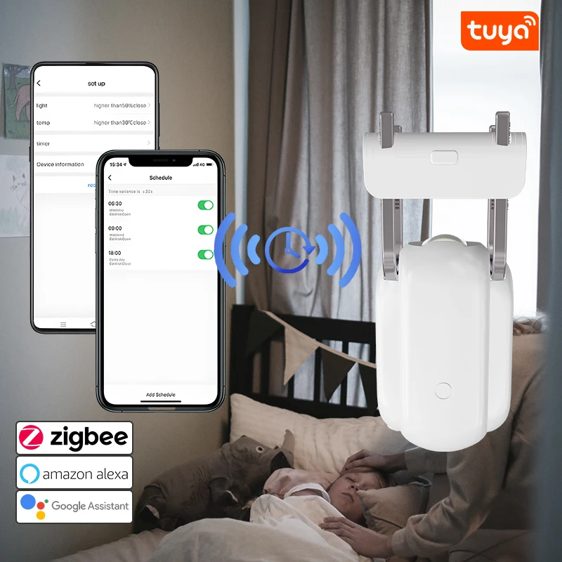 Smart curtain round opener work with smart home alexa wifi smart curtain driver robot tuya smart curtain