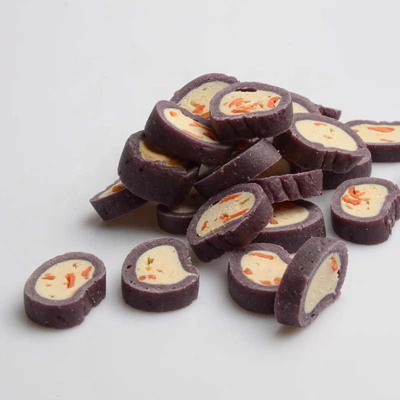 Dog  treat factory direct wholesale price purple potato cod sandwich slices high quality human edible dog treat