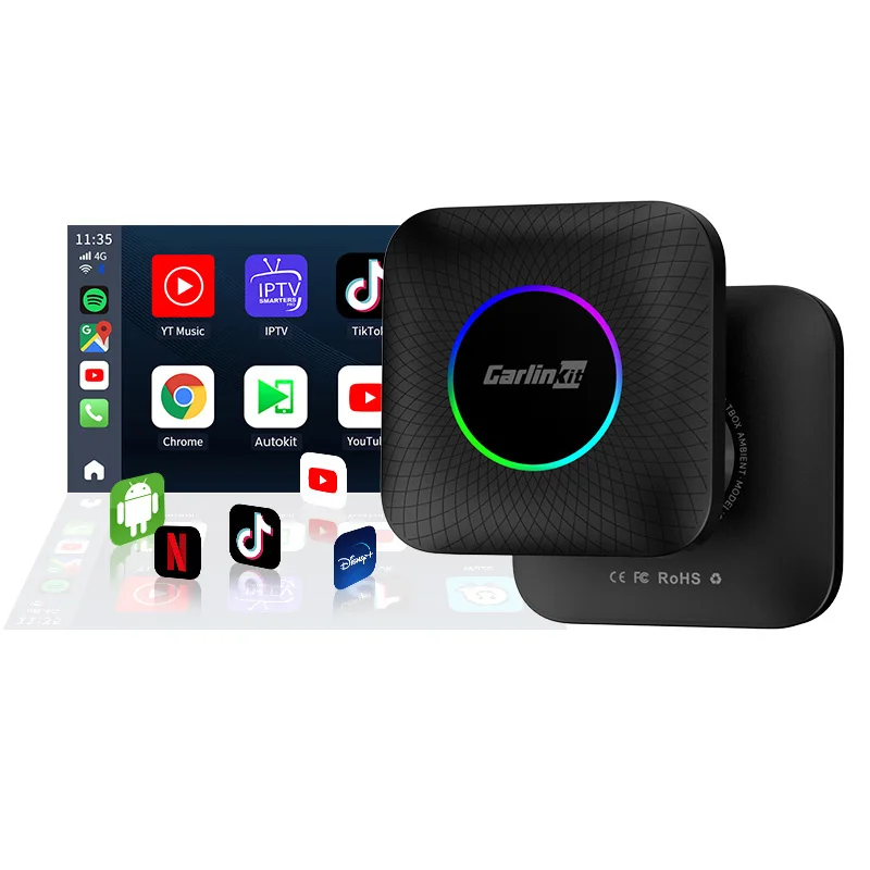Carlinkit carplay smart ai box 4G 64GB Ambient portable Led now Carplay stereo Android 13 Auto Wireless Adapter car play