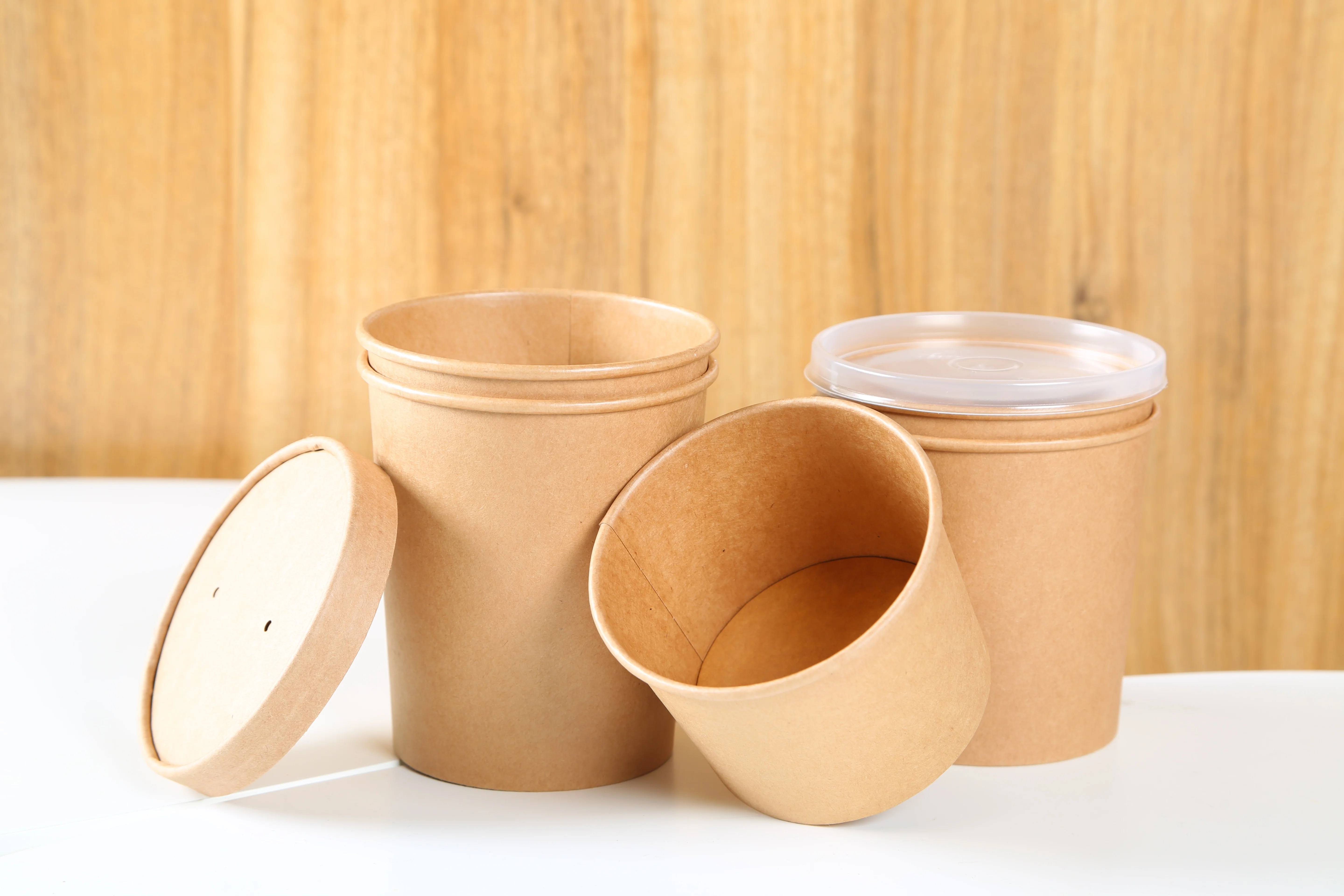 Custom Logo Noodle Packaging cup Feature  Paper Soup Cup with Lid