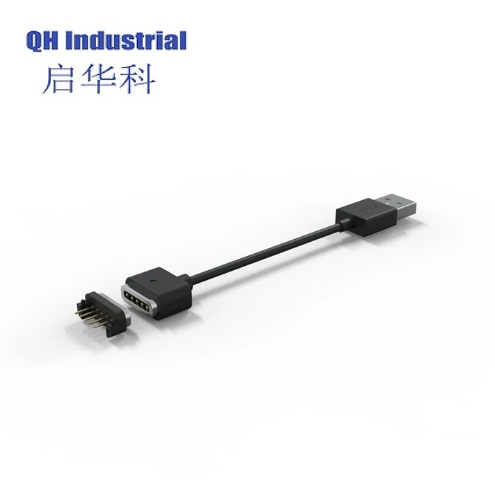 
Gold plated pogo pin male and female 5pin magnetic charging cable positive connector 