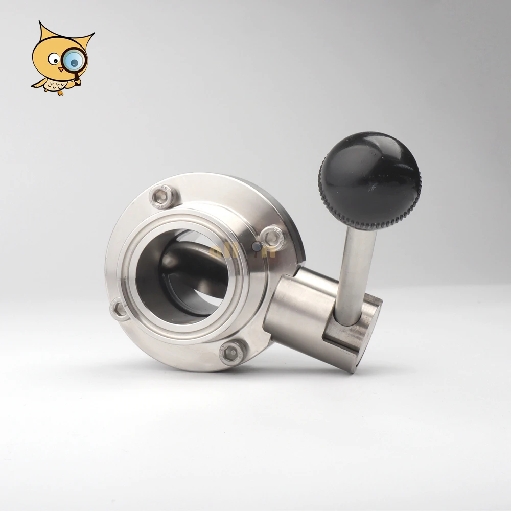 ALL IN Top Rated 304 Stainless Steel 1.5 Inch Tri Clamp Sanitary Pull Handle Butterfly Valve for Brewery Tube Connection